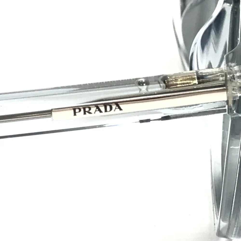 Prada Sunglasses SPRA21 19T-175 Transparent Gray Square Frames with Gray Lenses